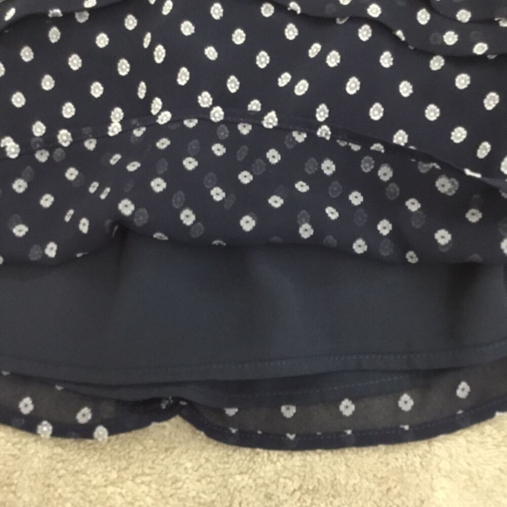 EXPRESS Navy Clip Dot Sweetheart Neckline Balloon Sleeve Blouse Top Sz S - Picture 10 of 11